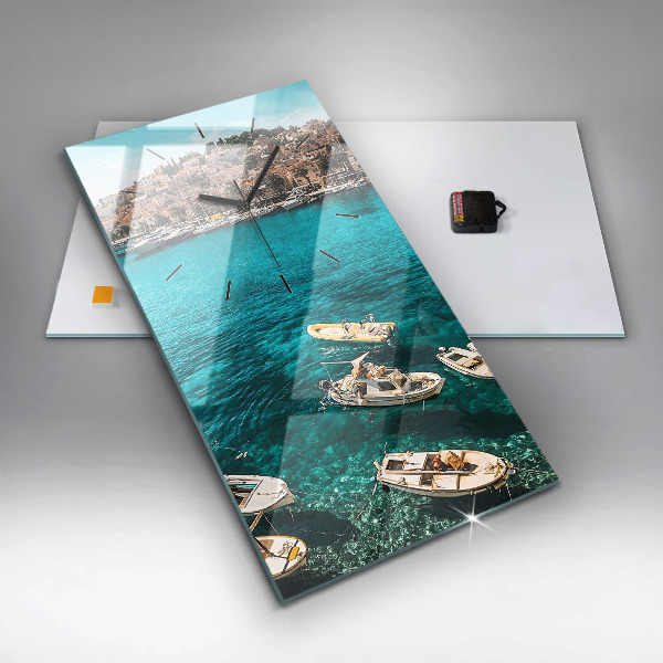 Ceas vertical de perete din sticlă Bărci în Croația