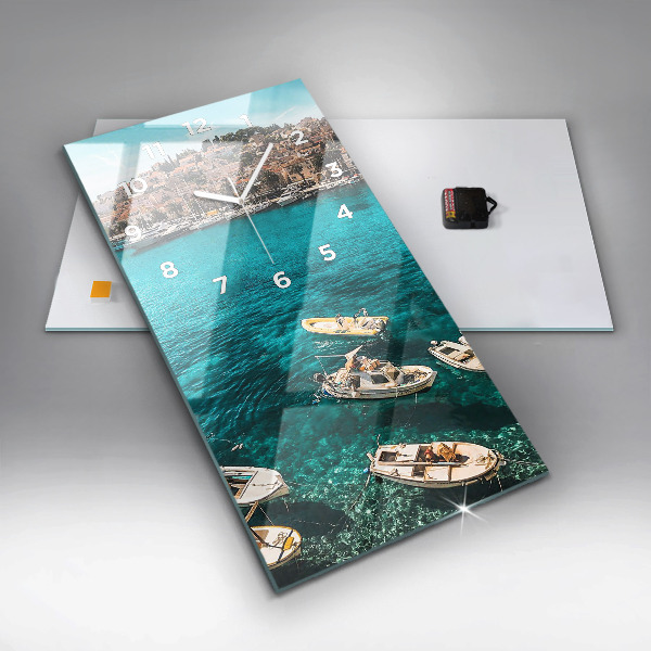 Ceas vertical de perete din sticlă Bărci în Croația