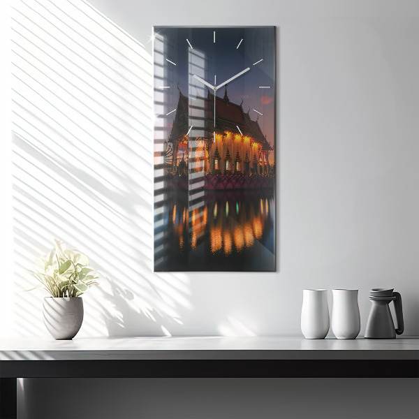 Ceas vertical de perete din sticlă Templul din Bangkok