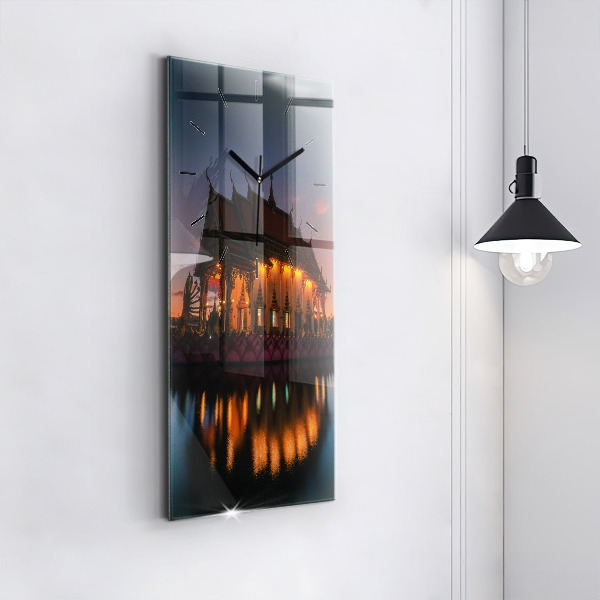 Ceas vertical de perete din sticlă Templul din Bangkok