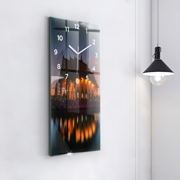 Ceas vertical de perete din sticlă Templul din Bangkok