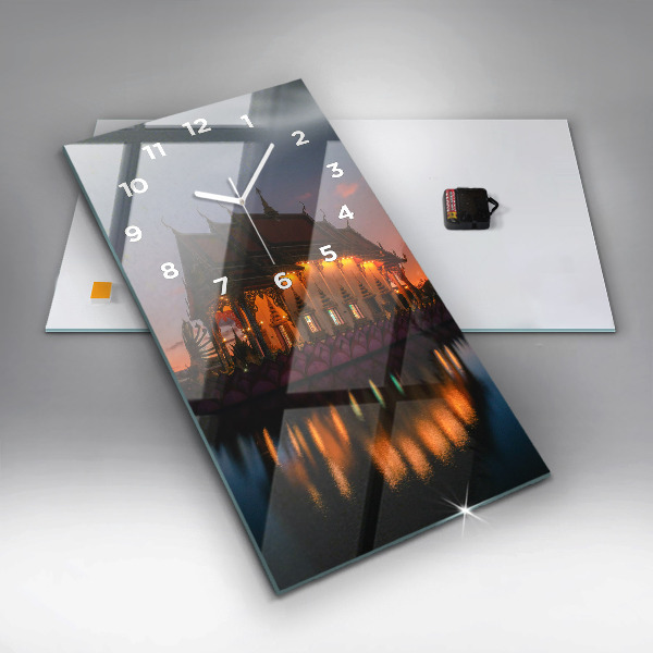 Ceas vertical de perete din sticlă Templul din Bangkok