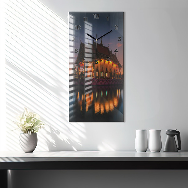 Ceas vertical de perete din sticlă Templul din Bangkok