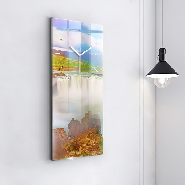 Ceas vertical de perete din sticlă Godafoss în Islanda