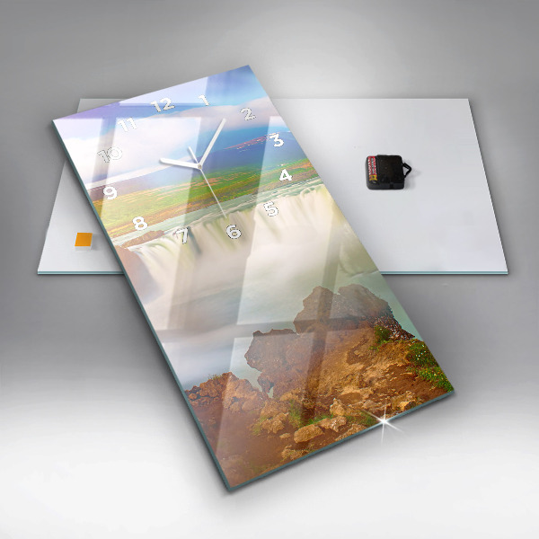 Ceas vertical de perete din sticlă Godafoss în Islanda