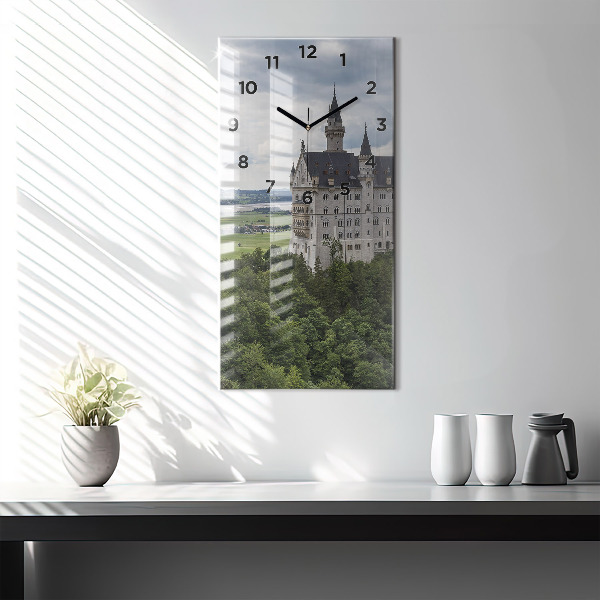 Ceas vertical de perete din sticlă Castelul Neuschwanstein