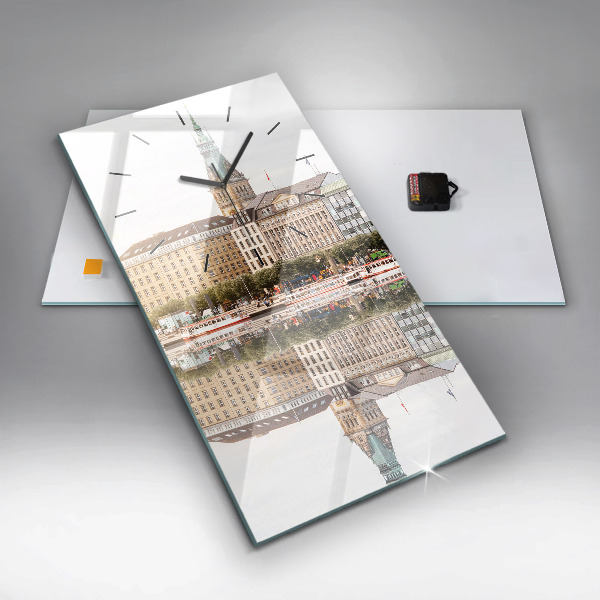 Ceas vertical de perete din sticlă Râul Hamburg Germania