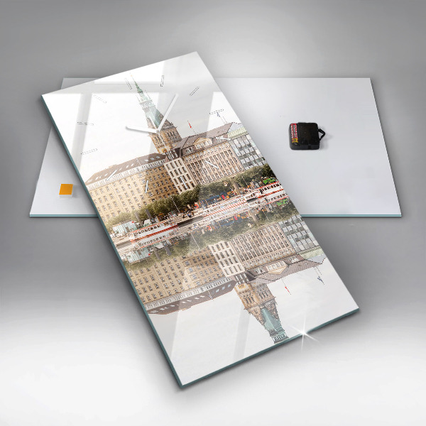 Ceas vertical de perete din sticlă Râul Hamburg Germania