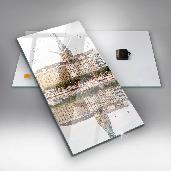 Ceas vertical de perete din sticlă Râul Hamburg Germania