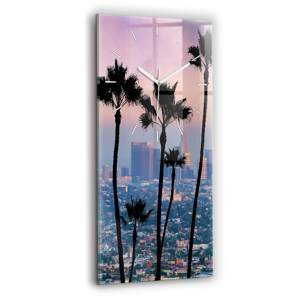 Ceas vertical de perete din sticlă Apus de soare din Los Angeles