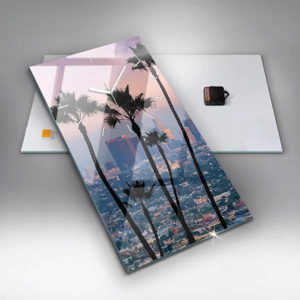 Ceas vertical de perete din sticlă Apus de soare din Los Angeles