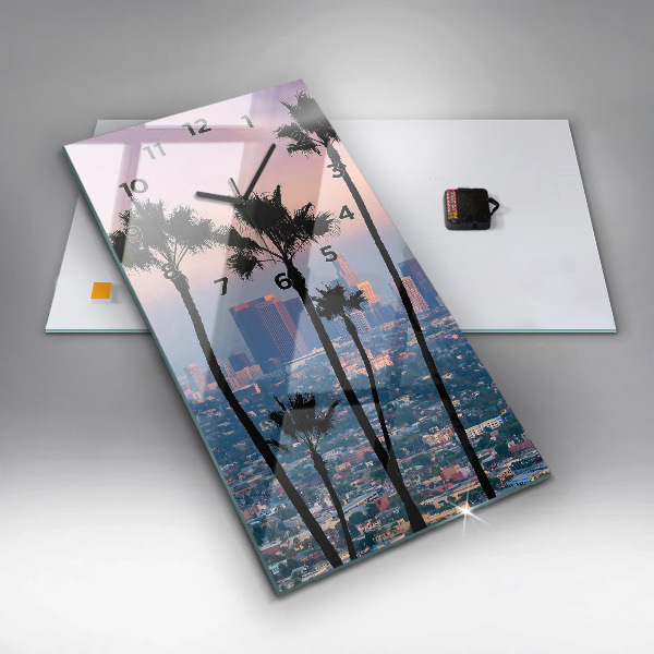 Ceas vertical de perete din sticlă Apus de soare din Los Angeles