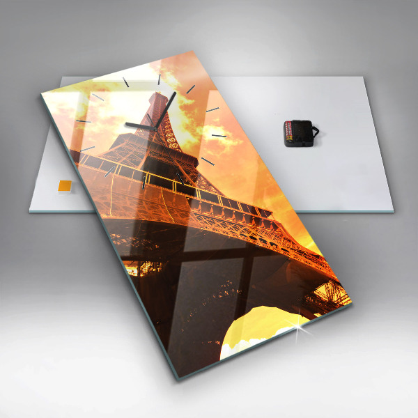 Ceas vertical de perete din sticlă Turnul Eiffel din Paris