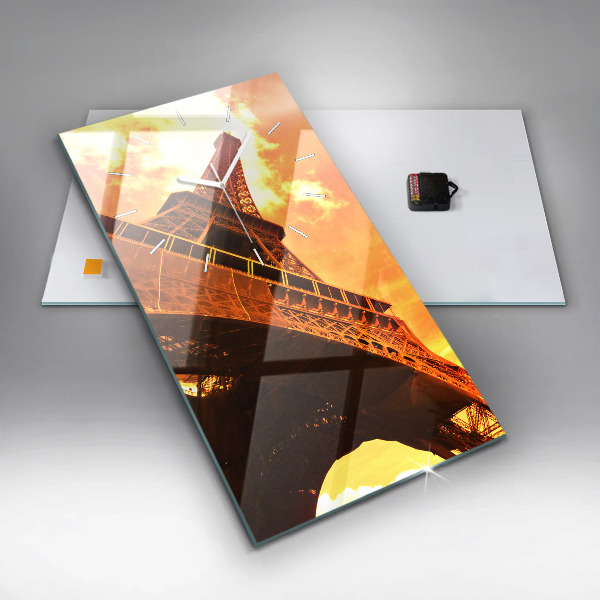 Ceas vertical de perete din sticlă Turnul Eiffel din Paris