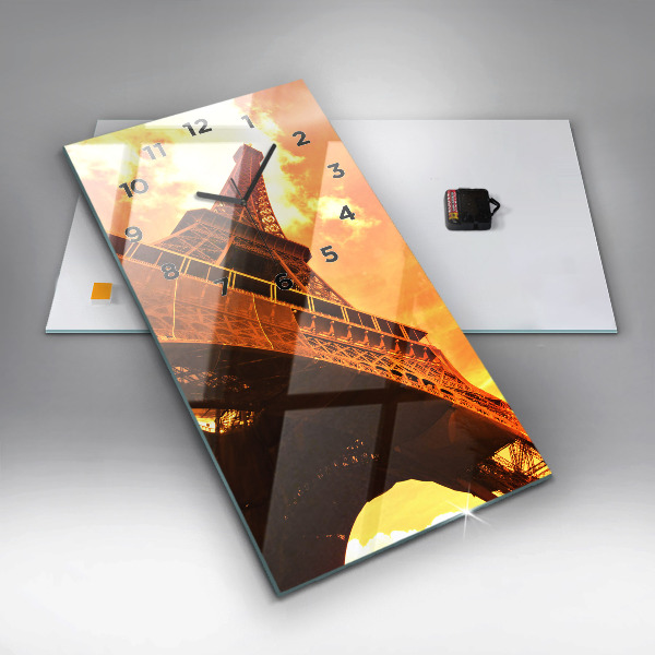 Ceas vertical de perete din sticlă Turnul Eiffel din Paris