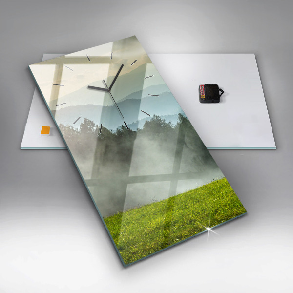Ceas vertical de perete din sticlă Peisaj montan