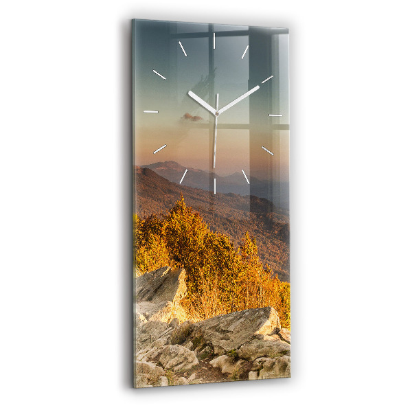 Ceas vertical de perete din sticlă Munții Bieszczady