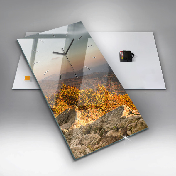 Ceas vertical de perete din sticlă Munții Bieszczady