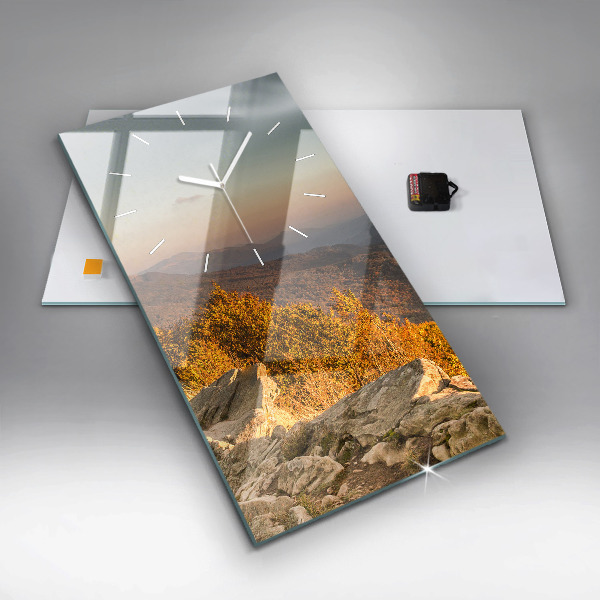 Ceas vertical de perete din sticlă Munții Bieszczady