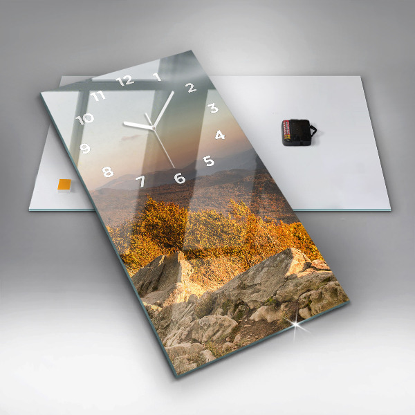 Ceas vertical de perete din sticlă Munții Bieszczady