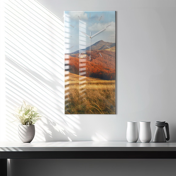 Ceas vertical de perete din sticlă Peisaj montan