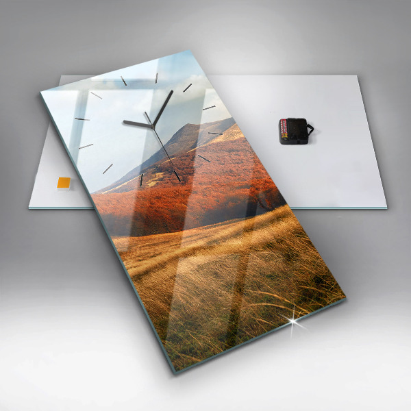 Ceas vertical de perete din sticlă Peisaj montan
