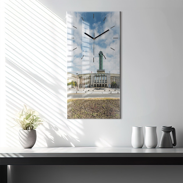 Ceas vertical de perete din sticlă Panorama orasului Ostrava