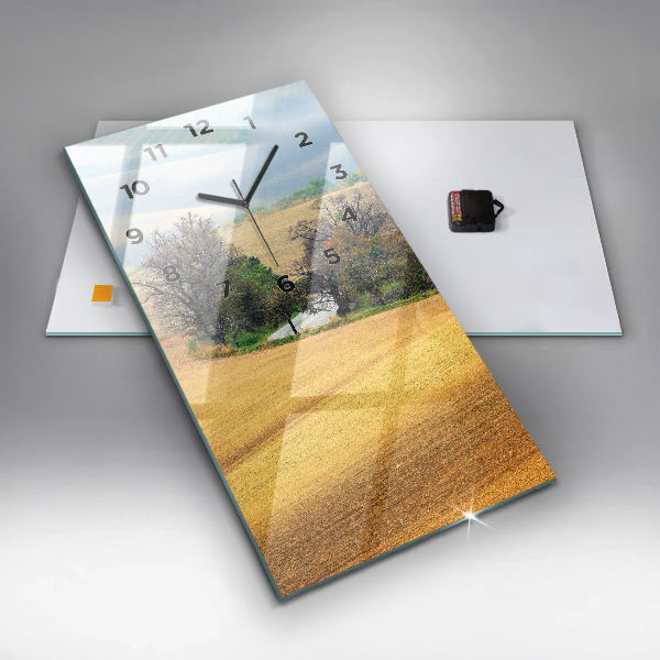 Ceas vertical de perete din sticlă Peisaj rural din Moravia