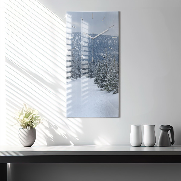 Ceas vertical de perete din sticlă Munții Uriașii Cehi iarna
