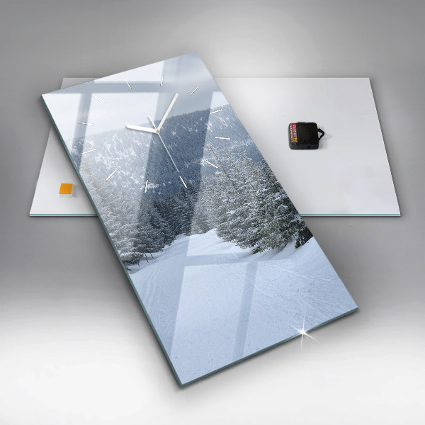 Ceas vertical de perete din sticlă Munții Uriașii Cehi iarna