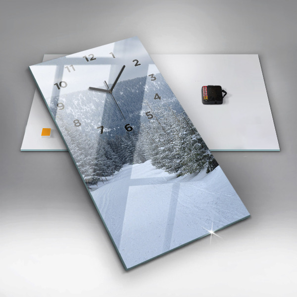 Ceas vertical de perete din sticlă Munții Uriașii Cehi iarna