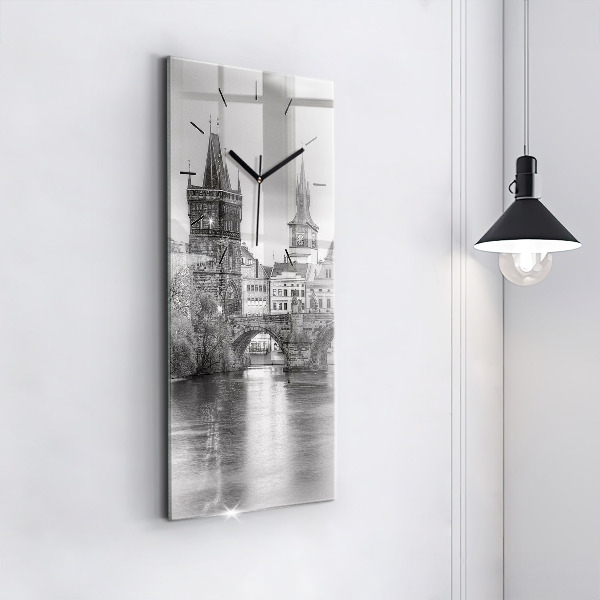 Ceas vertical de perete din sticlă Podul Carol din Praga