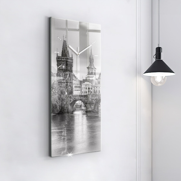 Ceas vertical de perete din sticlă Podul Carol din Praga