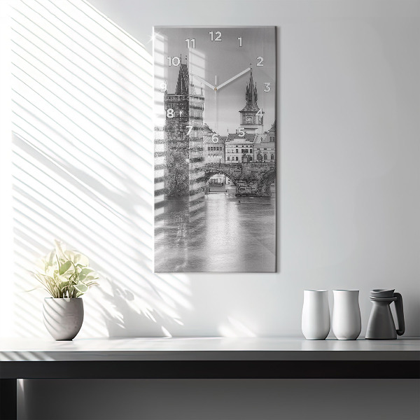 Ceas vertical de perete din sticlă Podul Carol din Praga