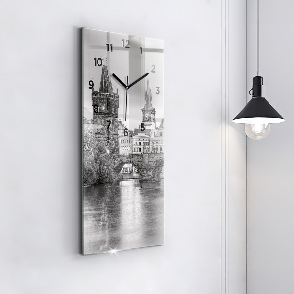 Ceas vertical de perete din sticlă Podul Carol din Praga