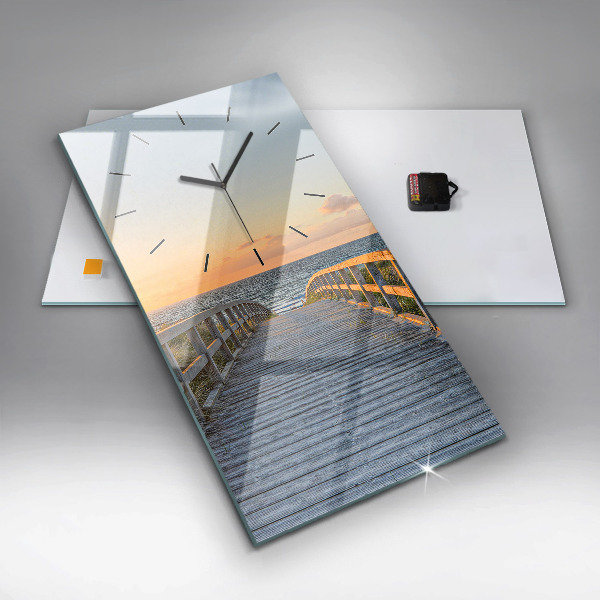 Ceas vertical de perete din sticlă Vacanta la plaja