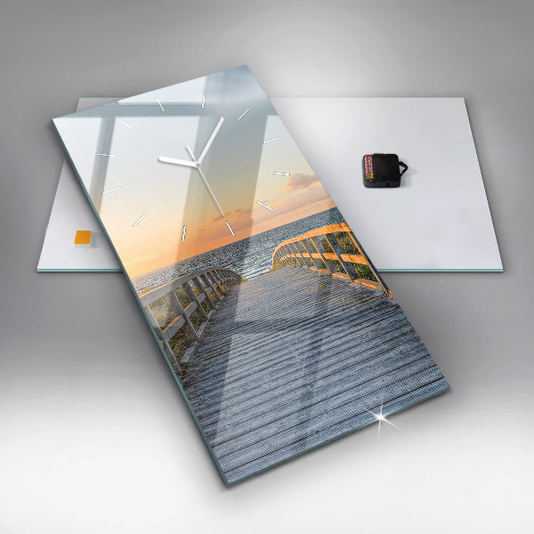 Ceas vertical de perete din sticlă Vacanta la plaja