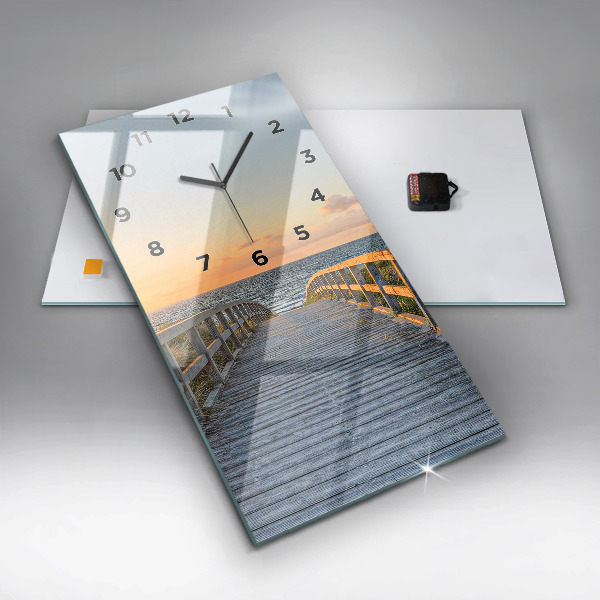 Ceas vertical de perete din sticlă Vacanta la plaja