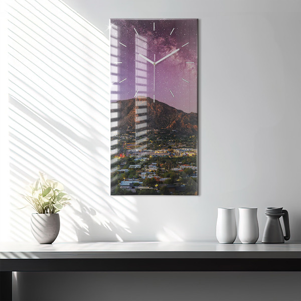 Ceas vertical de perete din sticlă Peisaj montan