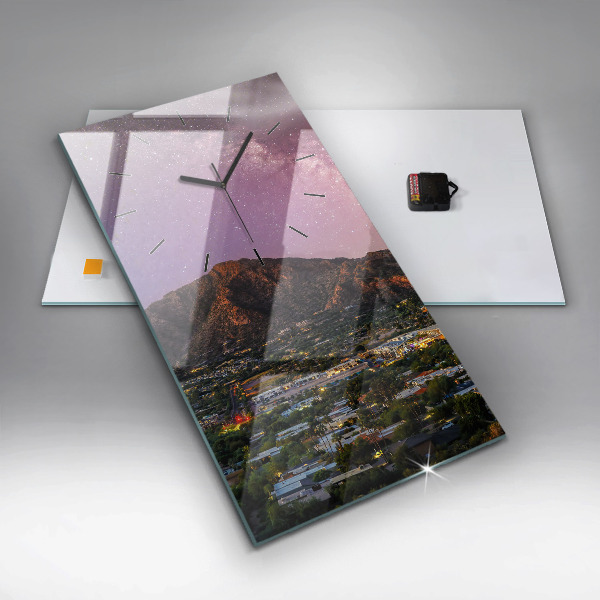 Ceas vertical de perete din sticlă Peisaj montan