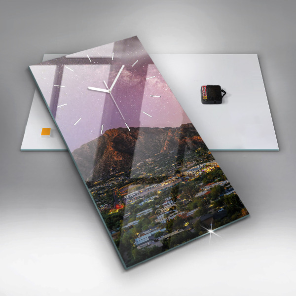 Ceas vertical de perete din sticlă Peisaj montan