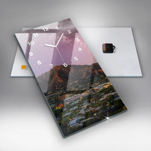 Ceas vertical de perete din sticlă Peisaj montan