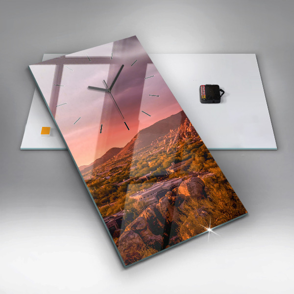 Ceas vertical de perete din sticlă Apus de soare North Scottsdale