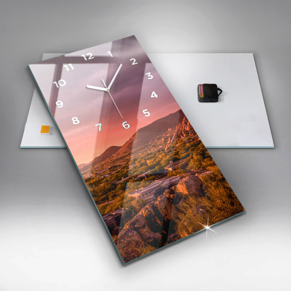 Ceas vertical de perete din sticlă Apus de soare North Scottsdale