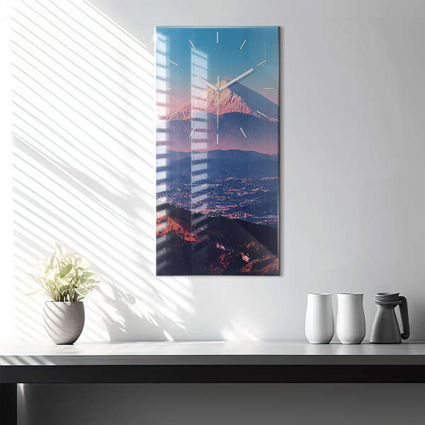 Ceas vertical de perete din sticlă Munții din San Antonio SUA