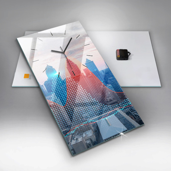 Ceas vertical de perete din sticlă Zgârie-nori din Philadelphia