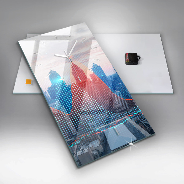 Ceas vertical de perete din sticlă Zgârie-nori din Philadelphia