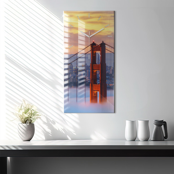 Ceas vertical de perete din sticlă Pod din San Francisco