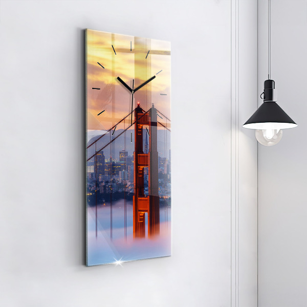 Ceas vertical de perete din sticlă Pod din San Francisco