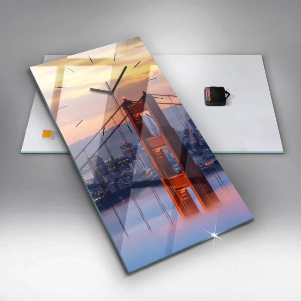 Ceas vertical de perete din sticlă Pod din San Francisco